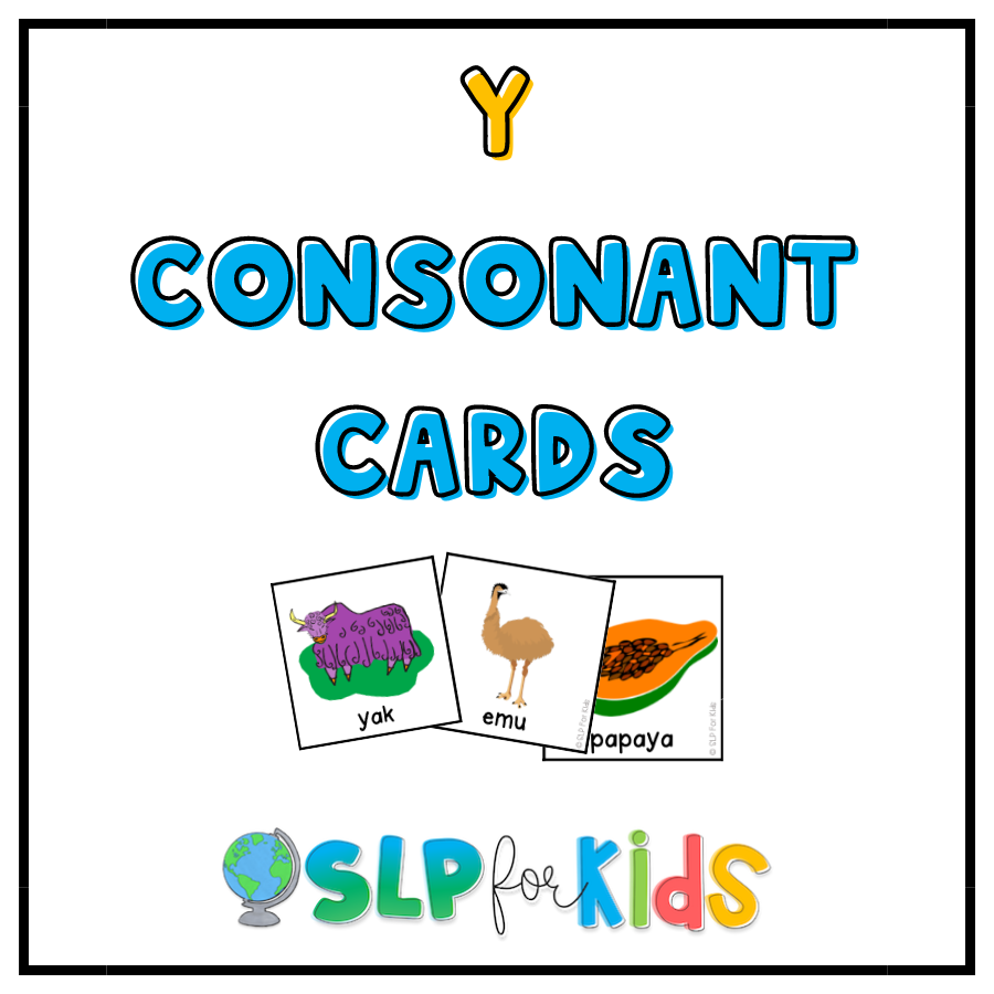 Y Consonant Cards for Speech Sound and Phonological Awareness Therapy