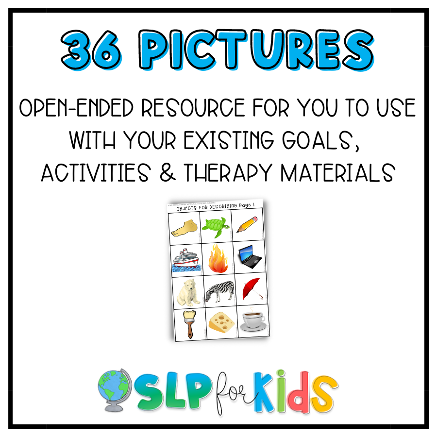 Describe It - Object Description Cues and Picture Cards for Language Therapy